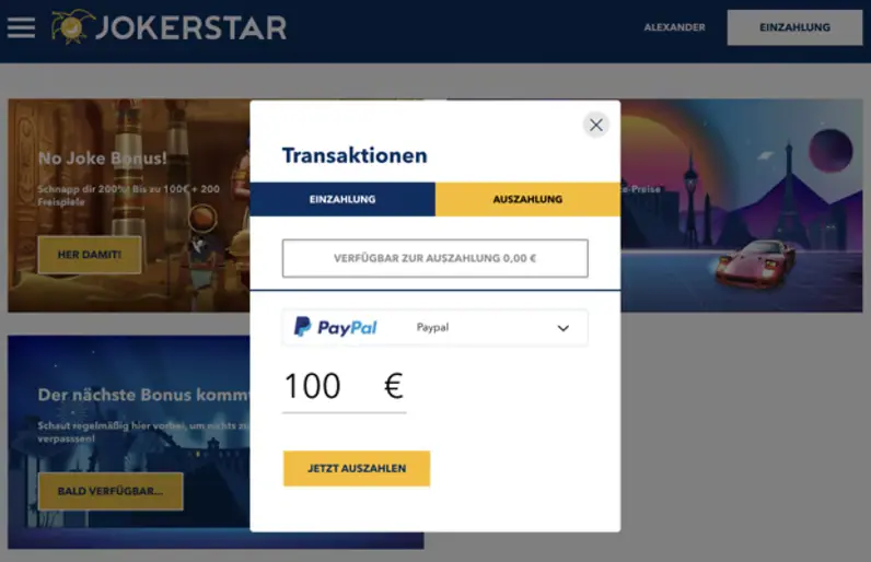 jokerstar auszahlung